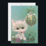 Cartes Pour Fêtes Annuelles Chat et ornement de Noël Vintage<br><div class="desc">Vintage Noël chaton blanc arbre et ornements. Parfait pour ajouter à votre collection de cartes de Noël rétro vintage ou envoyer à la famille et aux amis pour les vacances. Cela peut être transféré à d'autres produits,  y compris les cartes de fin de année pliés.</div>