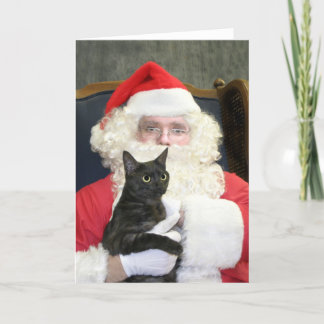 Cartes Pour Fêtes Annuelles Chat et Père Noël