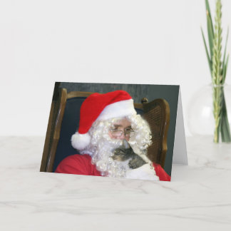 Cartes Pour Fêtes Annuelles Chat et Père Noël