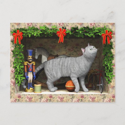 Cartes Pour Fêtes Annuelles Chat et trucs de Noël (Devant)