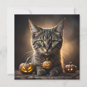 Cartes Pour Fêtes Annuelles Chat félin Halloween (Devant)
