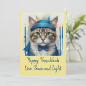 Cartes Pour Fêtes Annuelles Chat Festif dans déguisement jouant aux voeux Hano (Debout devant)