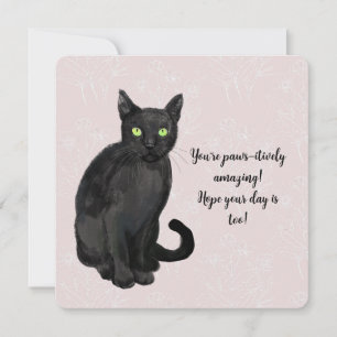 Cartes Pour Fêtes Annuelles Chat fond floral