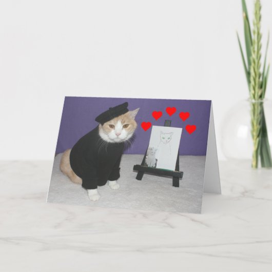 Cartes Pour Fêtes Annuelles Chat français drôle Valentine (Devant)