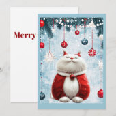 Cartes Pour Fêtes Annuelles Chat gras Festif Whimsical (Devant / Derrière)