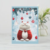 Cartes Pour Fêtes Annuelles Chat gras Festif Whimsical (Debout devant)