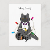 Cartes Pour Fêtes Annuelles Chat Gris Enveloppé Dans Les Temps De Noël (Devant)