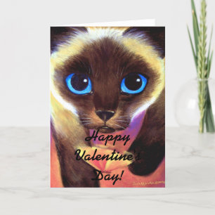 Cartes Pour Fêtes Annuelles Chat Heureuse Sainte-Valentin Cute Siamese Joué