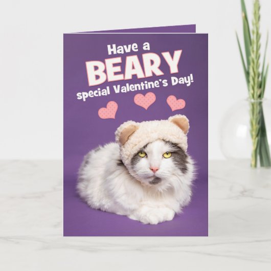 Cartes Pour Fêtes Annuelles Chat Heureuse Sainte-Valentin mignon dans les orei (Devant)