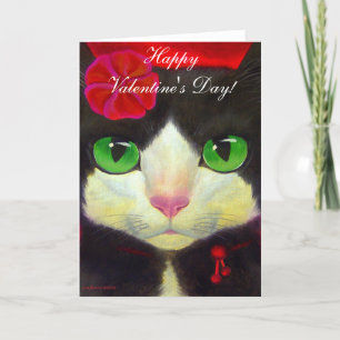 Cartes Pour Fêtes Annuelles Chat Heureuse Sainte-Valentin Tuxedo Noir Et Blanc