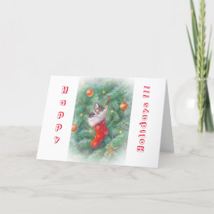 Cartes Pour Fêtes Annuelles Chat heureux