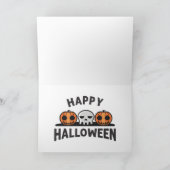 Cartes Pour Fêtes Annuelles Chat heureux d'Halloween avec citrouille (Intérieur)