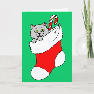 Cartes Pour Fêtes Annuelles Chat Kitty dans le magasin de Noël