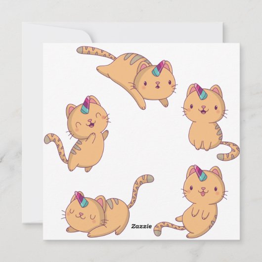 Cartes Pour Fêtes Annuelles Chat Licorne (Dos)