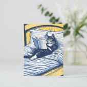 Cartes Pour Fêtes Annuelles chat lisant (Debout devant)