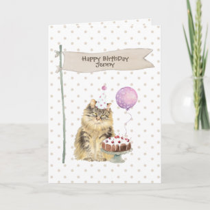 Cartes Pour Fêtes Annuelles Chat Maine Coon Anniversaire Polka Dots