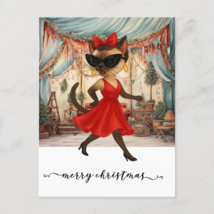 Cartes Pour Fêtes Annuelles Chat marche dans la maison pleine de Noël déco