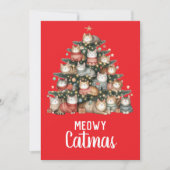 Cartes Pour Fêtes Annuelles Chat Meowy Catmas Arbre de Noël (Devant)