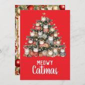 Cartes Pour Fêtes Annuelles Chat Meowy Catmas Arbre de Noël (Devant / Derrière)
