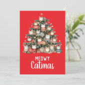Cartes Pour Fêtes Annuelles Chat Meowy Catmas Arbre de Noël (Debout devant)