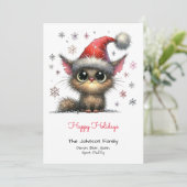 Cartes Pour Fêtes Annuelles Chat mignon dans un chapeau de Santa Happy (Debout devant)