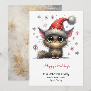 Cartes Pour Fêtes Annuelles Chat mignon dans un chapeau de Santa Happy