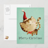 Cartes Pour Fêtes Annuelles Chat mignon de Noël (Devant / Derrière)