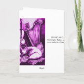 Cartes Pour Fêtes Annuelles CHAT MUSICAL ET OWL, Violet violet et blanc (Dos)