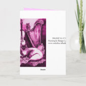 Cartes Pour Fêtes Annuelles CHAT MUSICAL, Rose Fuchsia Blanc (Dos)
