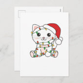 Cartes Pour Fêtes Annuelles Chat Noël Animaux d'hiver Chats (Devant / Derrière)