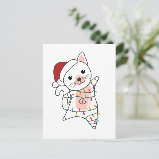 Cartes Pour Fêtes Annuelles Chat Noël Neige Animaux Hiver Chats (Debout devant)