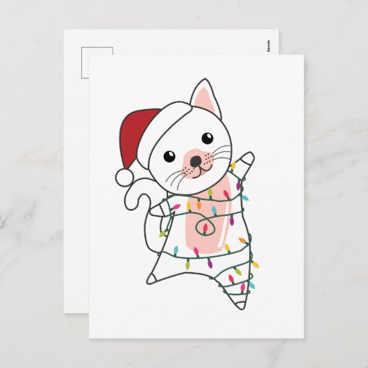 Cartes Pour Fêtes Annuelles Chat Noël Neige Animaux Hiver Chats (Devant / Derrière)