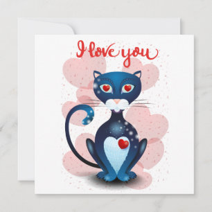 Cartes Pour Fêtes Annuelles Chat noir amoureux