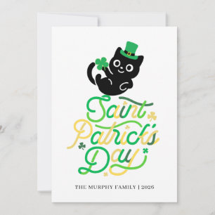 Cartes Pour Fêtes Annuelles Chat noir chanceux trèfle Photo St. Patrick