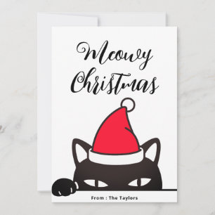 Cartes Pour Fêtes Annuelles Chat noir de Noël amusant