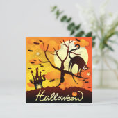 Cartes Pour Fêtes Annuelles Chat noir d'Halloween (Debout devant)