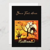 Cartes Pour Fêtes Annuelles Chat noir d'Halloween (Devant / Derrière)