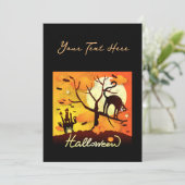 Cartes Pour Fêtes Annuelles Chat noir d'Halloween (Debout devant)