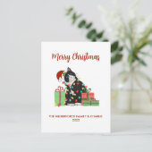 Cartes Pour Fêtes Annuelles Chat noir drôle et lumières de Noël Noël (Debout devant)