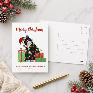 Cartes Pour Fêtes Annuelles Chat noir drôle et lumières de Noël Noël