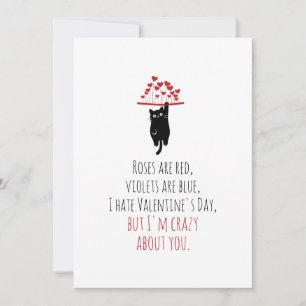 Cartes Pour Fêtes Annuelles Chat Noir Drôle qui Traîne Anti Saint-Valentin