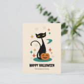 Cartes Pour Fêtes Annuelles Chat noir du milieu du siècle d'Halloween (Debout devant)