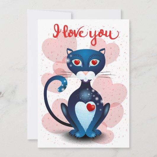 Cartes Pour Fêtes Annuelles Chat noir en amour (Devant)