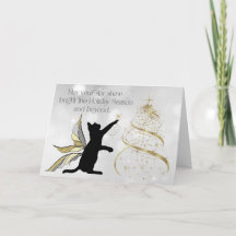 Chat noir et arbre doré décoratif