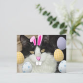 Cartes Pour Fêtes Annuelles Chat noir et blanc de Pâques (Debout devant)