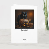 Cartes Pour Fêtes Annuelles Chat noir et citrouille de Jack-O-Lantern (Dos)