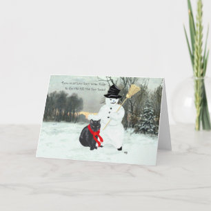 Cartes Pour Fêtes Annuelles Chat noir et neige