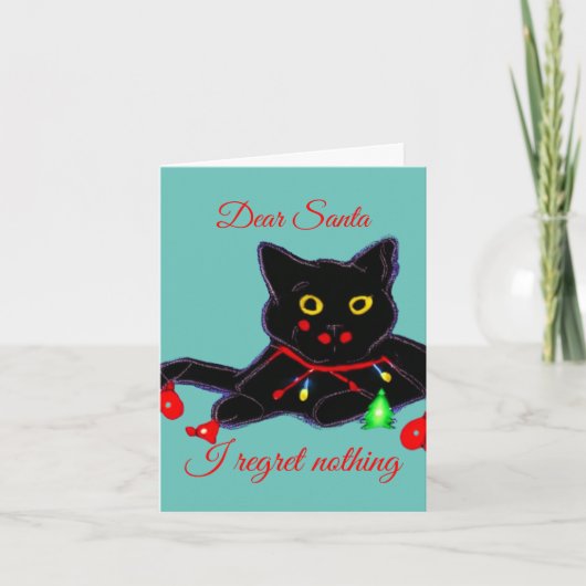 Cartes Pour Fêtes Annuelles Chat noir festif personnalisé Noël en colère (Devant)