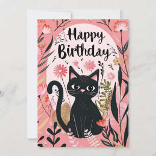 Cartes Pour Fêtes Annuelles Chat noir Joyeux anniversaire