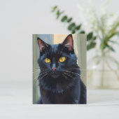 Cartes Pour Fêtes Annuelles Chat Noir | Joyeux Halloween Effrayant  (Debout devant)